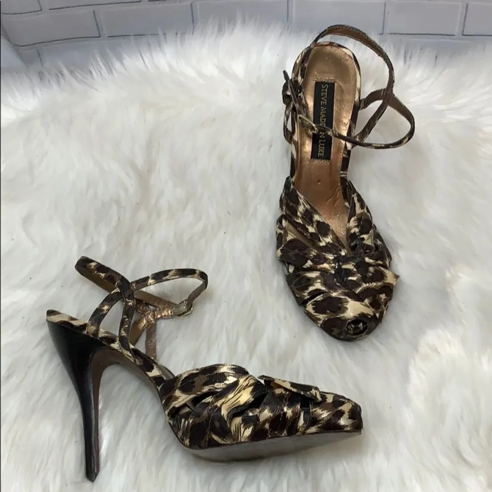 Steve Madden Luxe Clara Cheetah Peep Toe Shoes 8.5‎